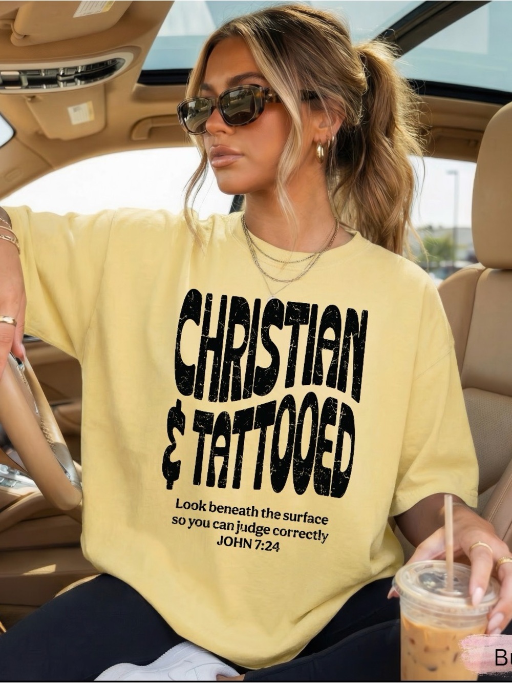 Christian & Tattooed Graphic Tee - Yellow